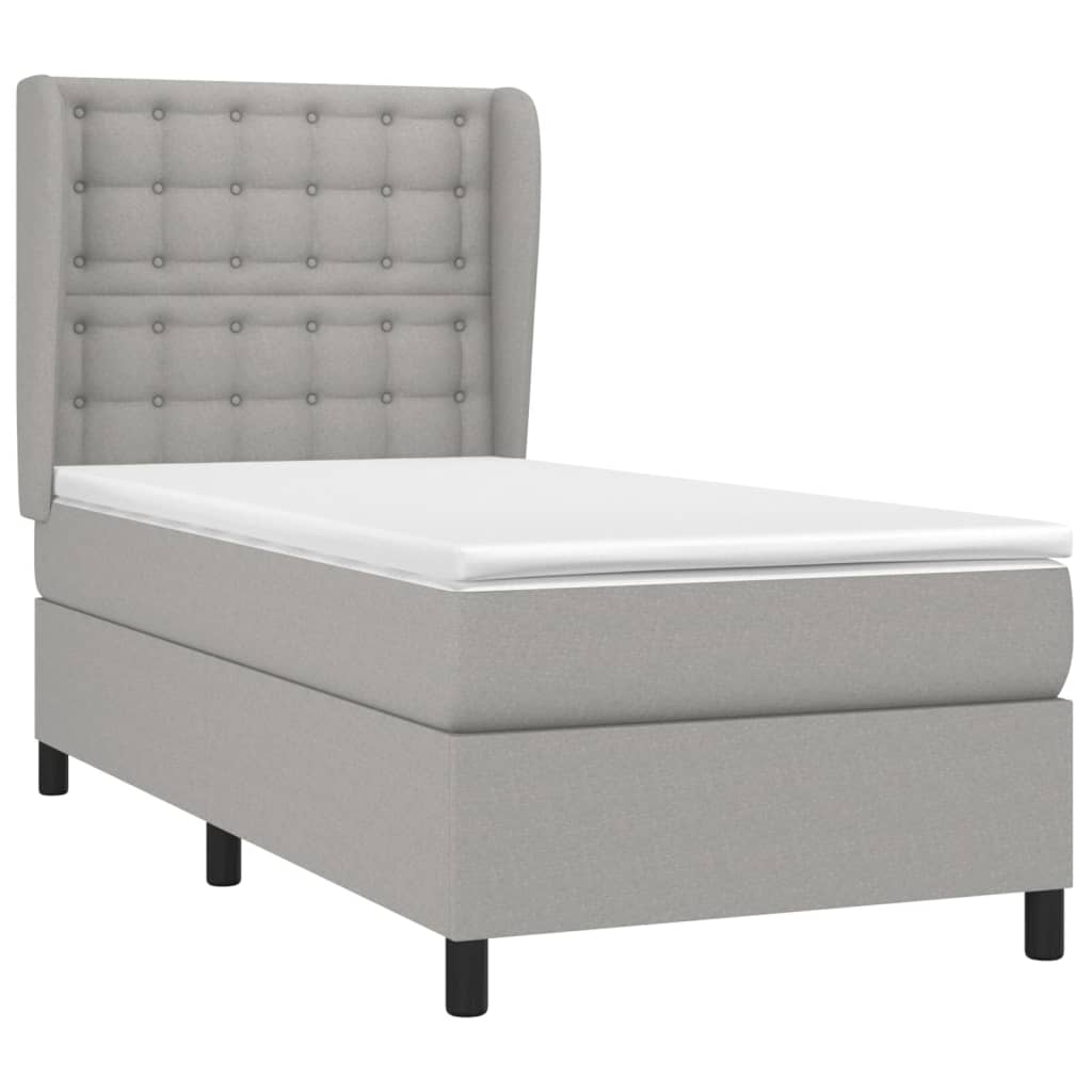 Boxspring met matras stof lichtgrijs 90x200 cm is nu te koop bij PeponiXL, paradijselijk wonen!