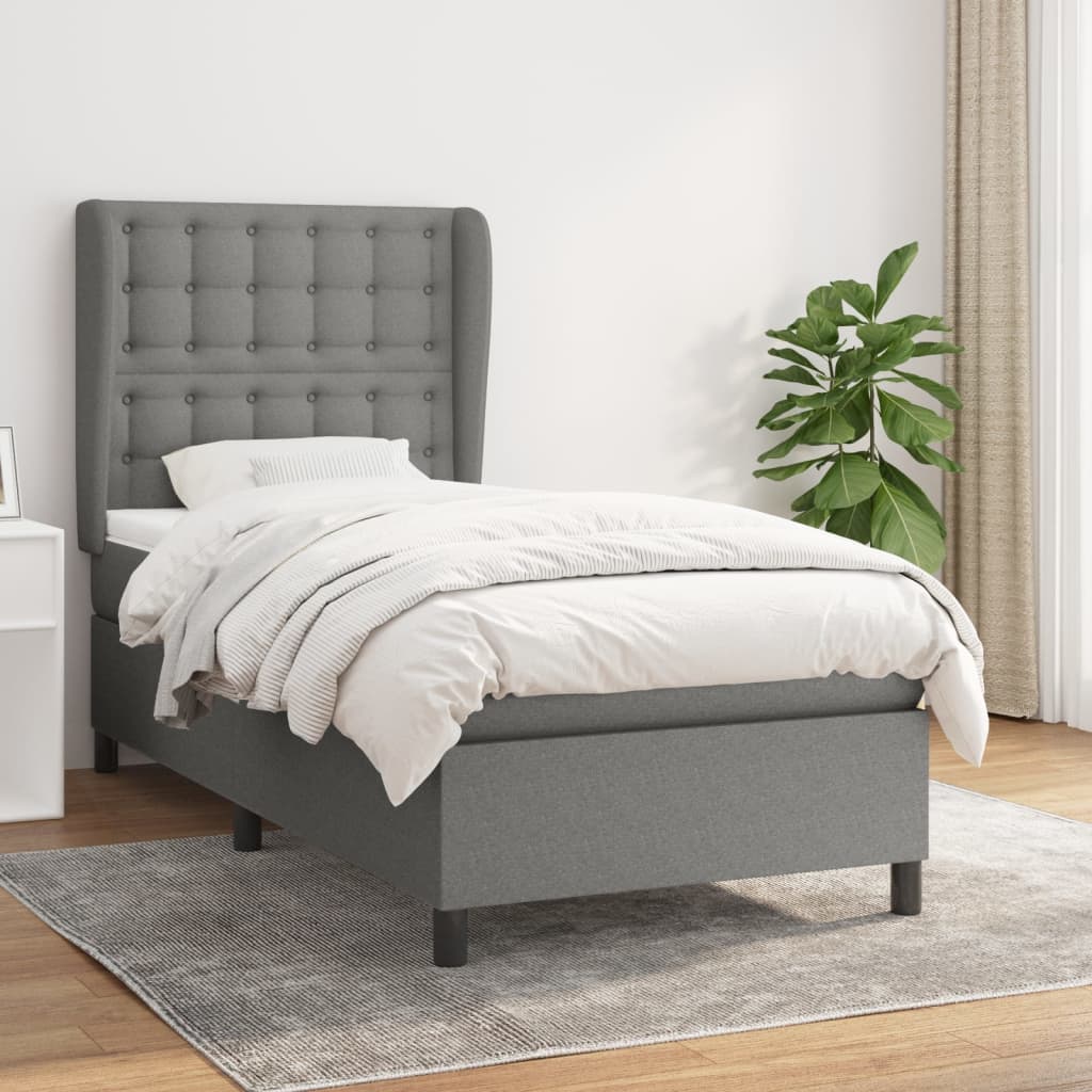 Boxspring met matras stof donkergrijs 100x200 cm is nu te koop bij PeponiXL, paradijselijk wonen!