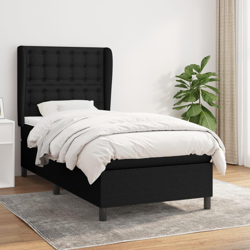 Boxspring met matras stof zwart 100x200 cm is nu te koop bij PeponiXL, paradijselijk wonen!