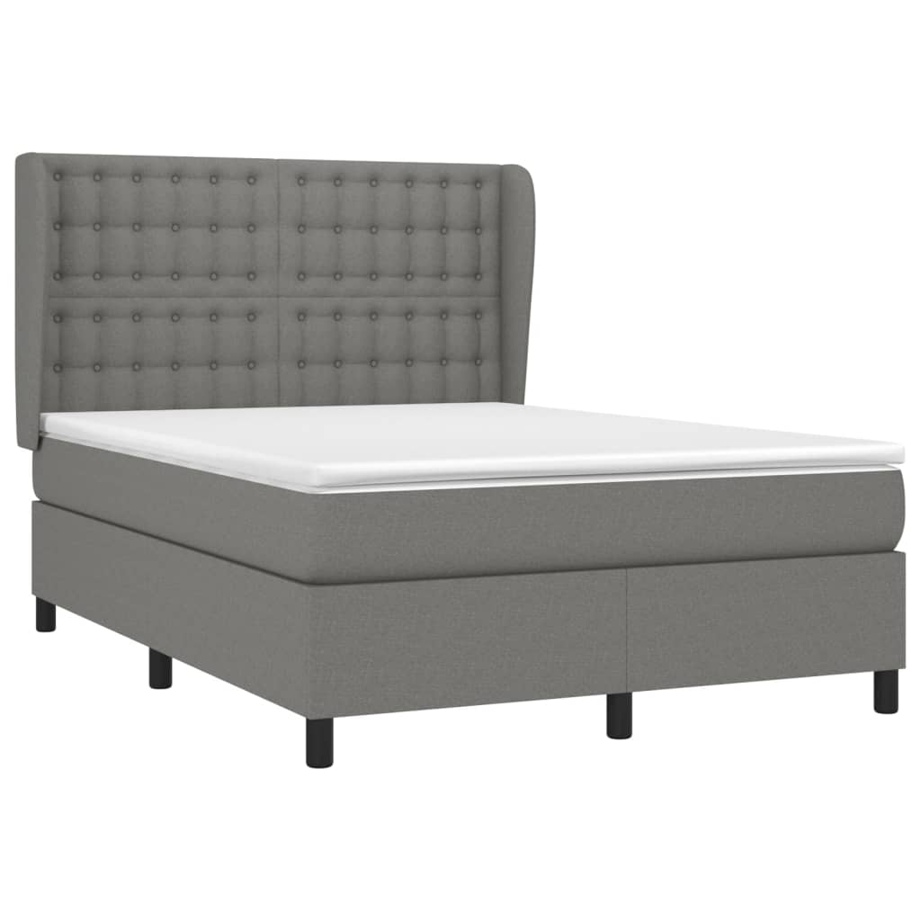 Boxspring met matras stof donkergrijs 140x190 cm is nu te koop bij PeponiXL, paradijselijk wonen!