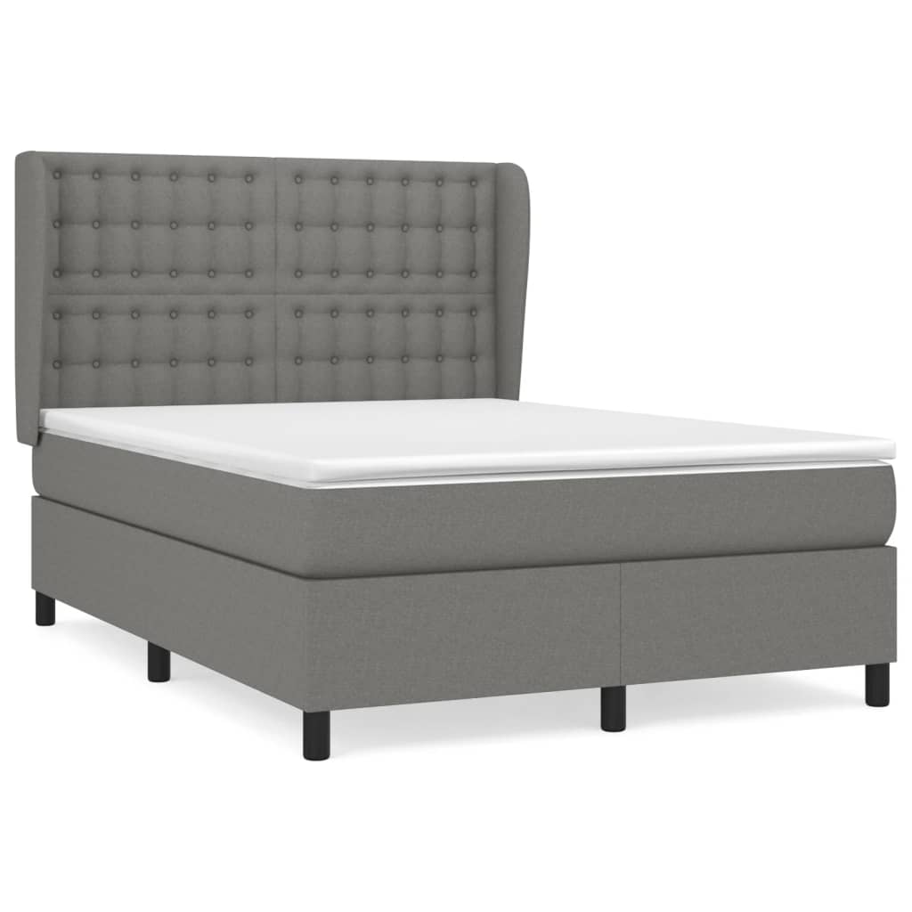 Boxspring met matras stof donkergrijs 140x200 cm is nu te koop bij PeponiXL, paradijselijk wonen!