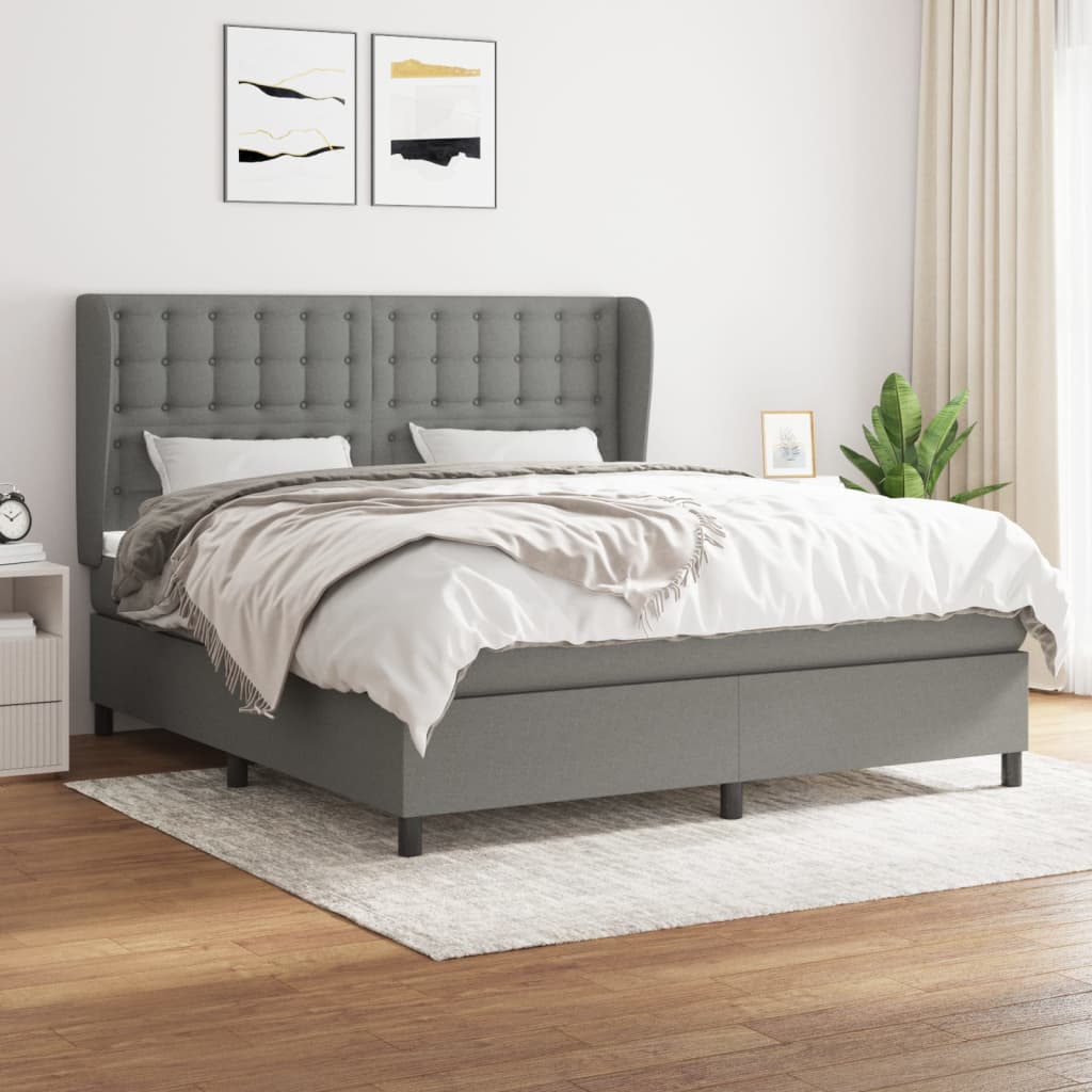 Boxspring met matras stof donkergrijs 160x200 cm is nu te koop bij PeponiXL, paradijselijk wonen!