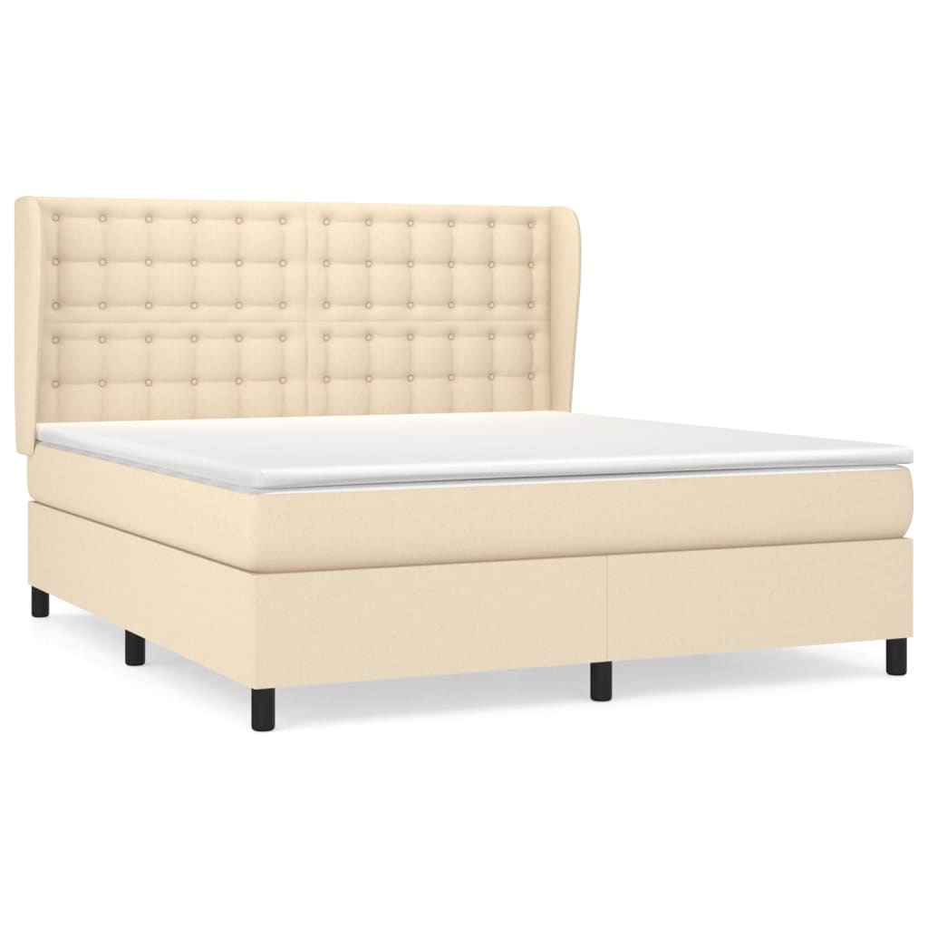Boxspring met matras stof crèmekleurig 160x200 cm is nu te koop bij PeponiXL, paradijselijk wonen!