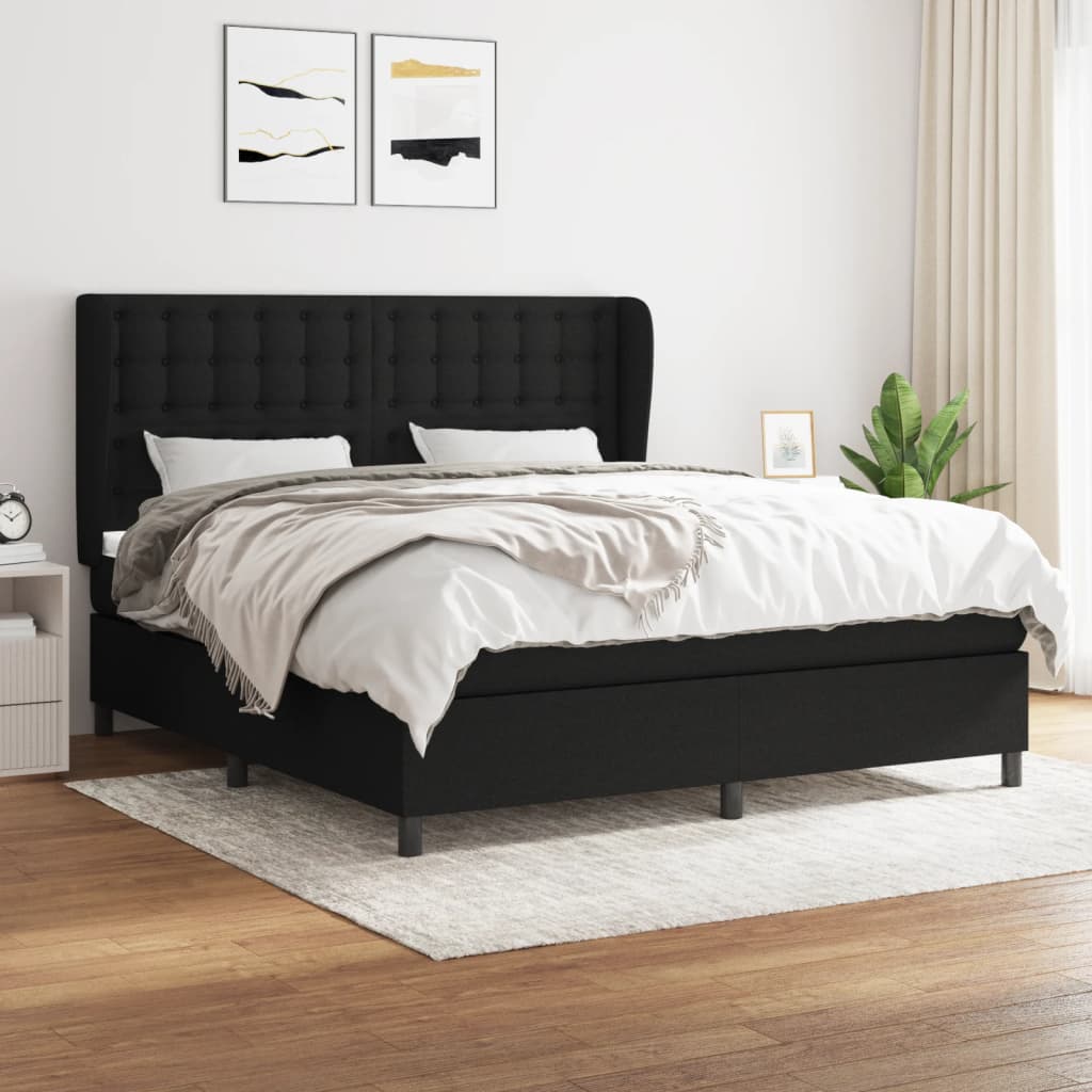 Boxspring met matras stof zwart 180x200 cm is nu te koop bij PeponiXL, paradijselijk wonen!