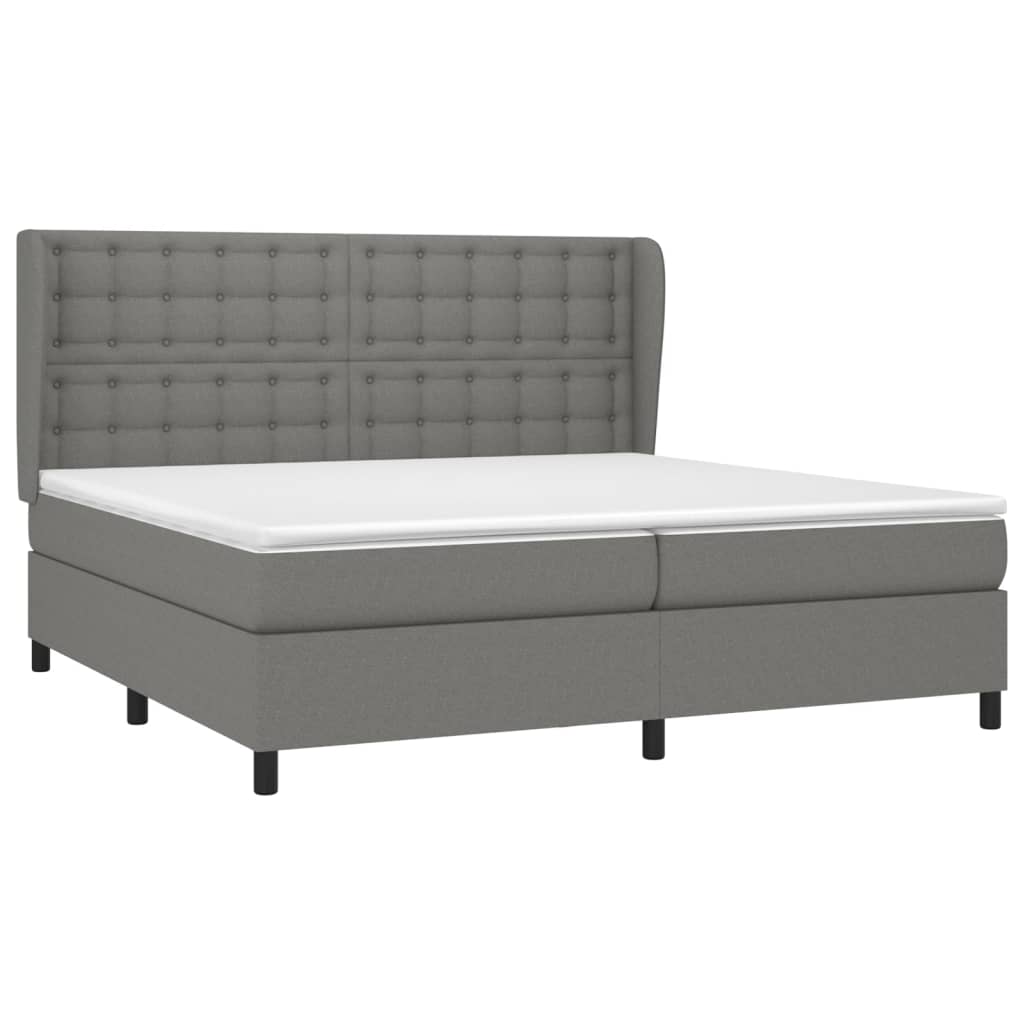 Boxspring met matras stof donkergrijs 200x200 cm is nu te koop bij PeponiXL, paradijselijk wonen!