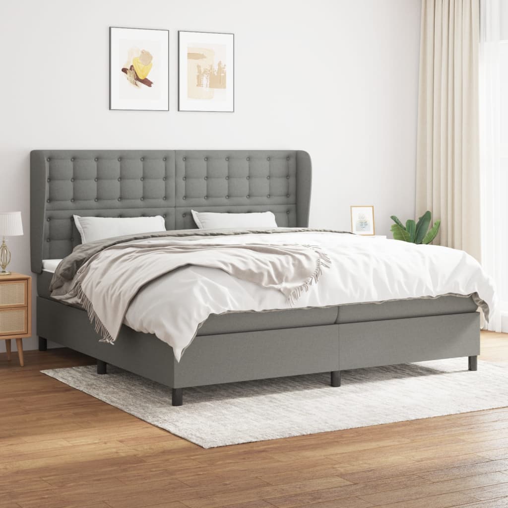 Boxspring met matras stof donkergrijs 200x200 cm is nu te koop bij PeponiXL, paradijselijk wonen!
