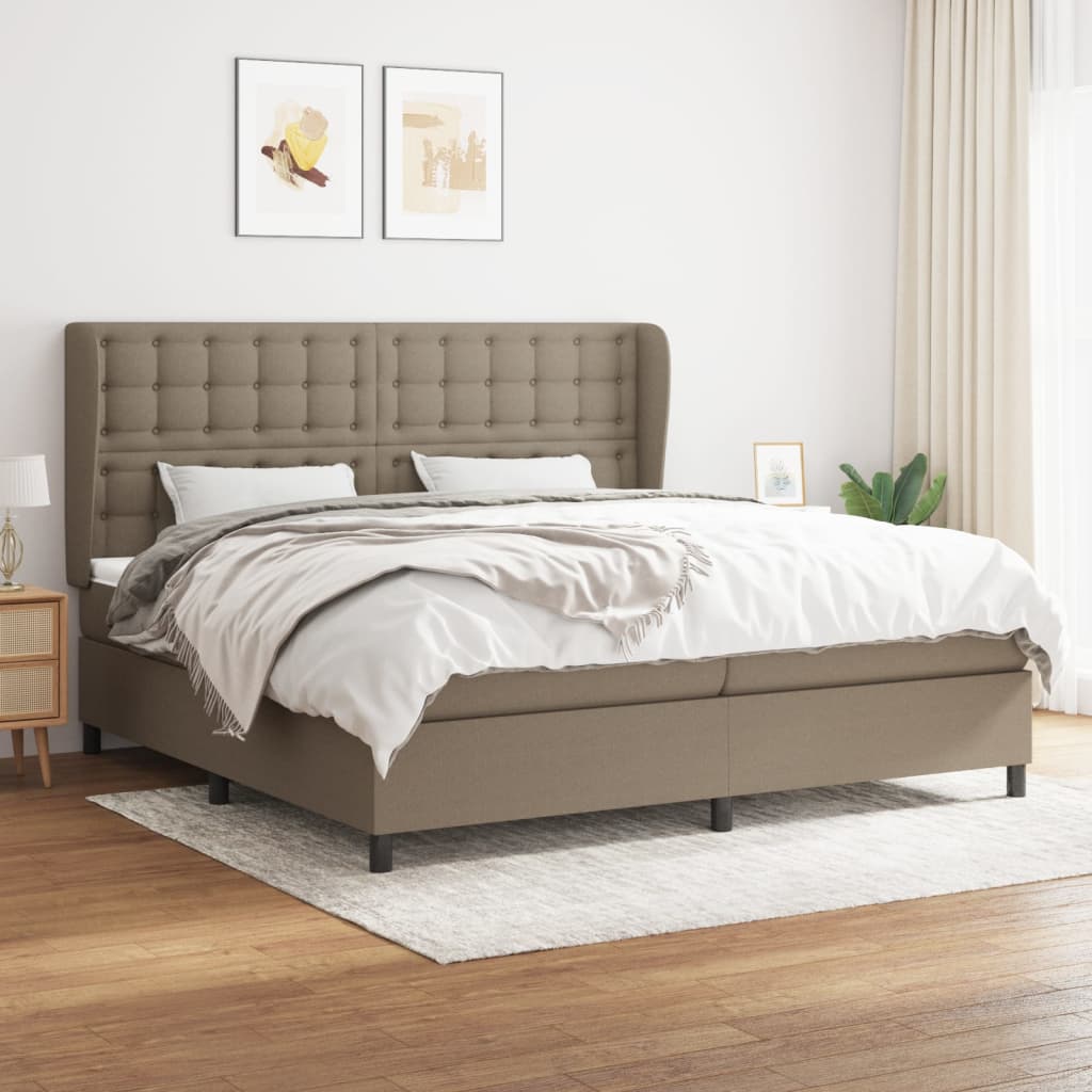 Boxspring met matras stof taupe 200x200 cm is nu te koop bij PeponiXL, paradijselijk wonen!