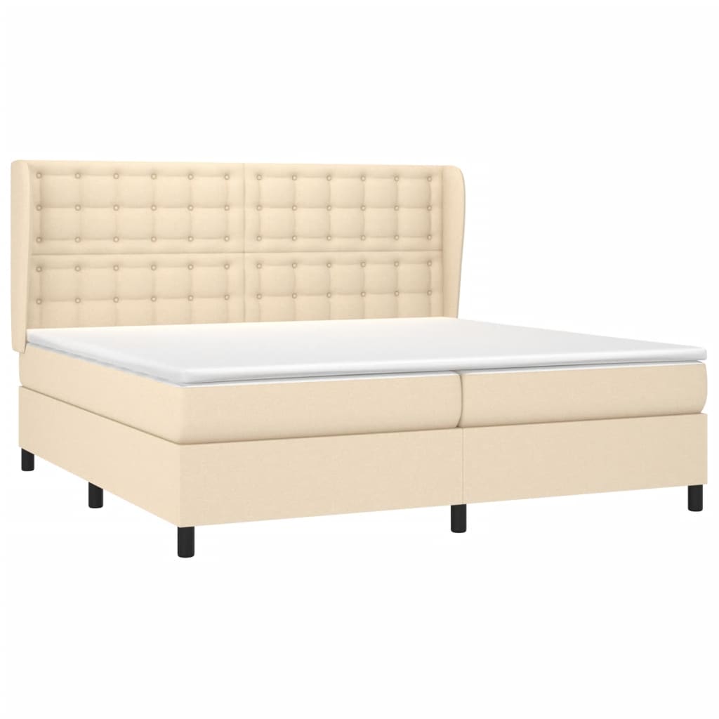 Boxspring met matras stof crèmekleurig 200x200 cm is nu te koop bij PeponiXL, paradijselijk wonen!
