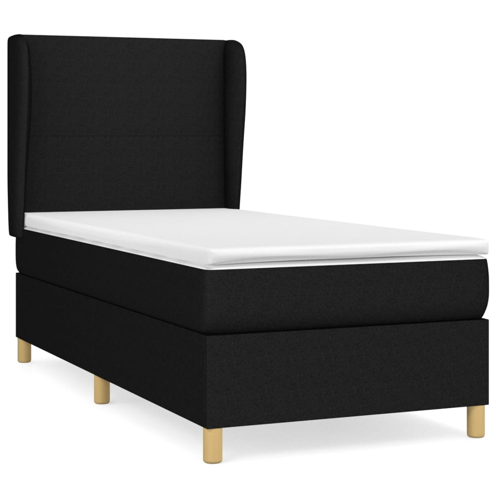 Boxspring met matras stof zwart 90x190 cm is nu te koop bij PeponiXL, paradijselijk wonen!