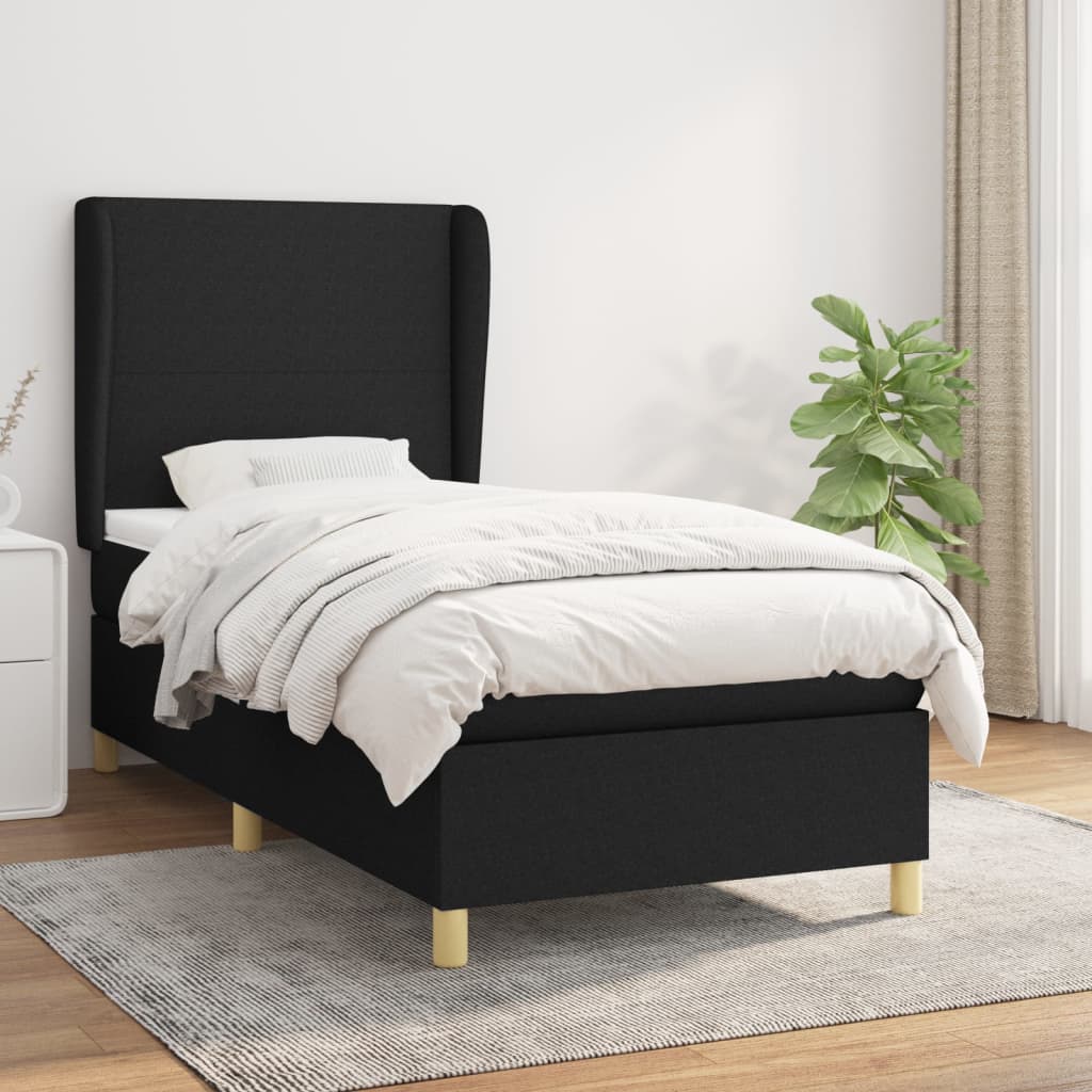Boxspring met matras stof zwart 90x190 cm is nu te koop bij PeponiXL, paradijselijk wonen!