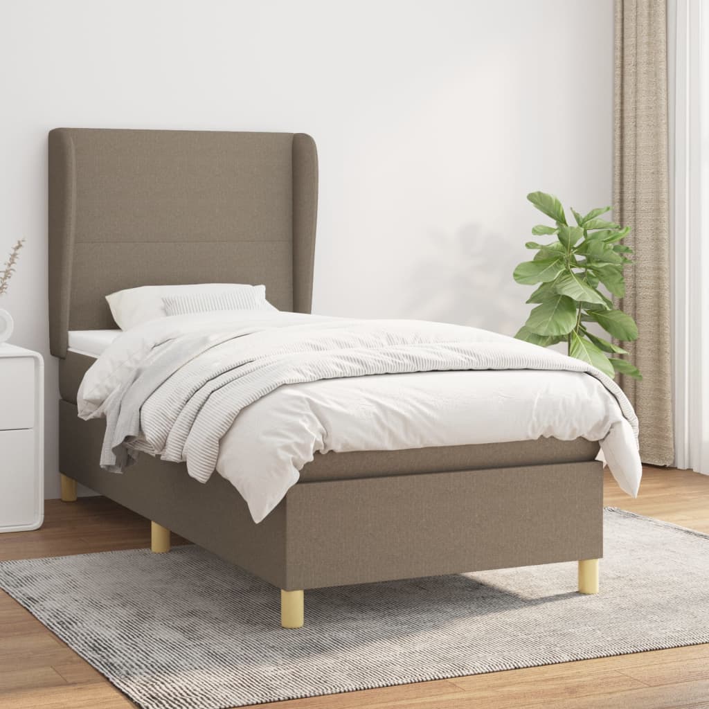 Boxspring met matras stof taupe 90x190 cm is nu te koop bij PeponiXL, paradijselijk wonen!