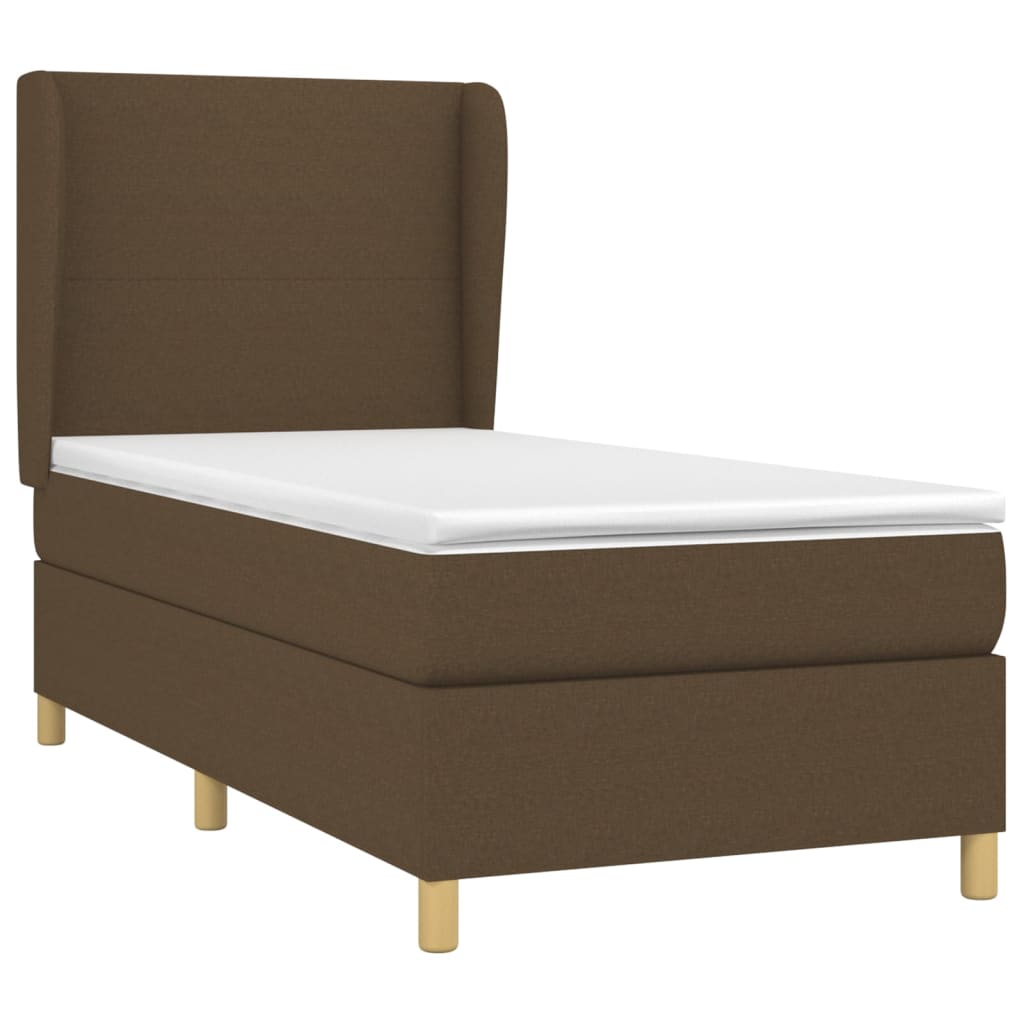 Boxspring met matras stof donkerbruin 90x200 cm is nu te koop bij PeponiXL, paradijselijk wonen!