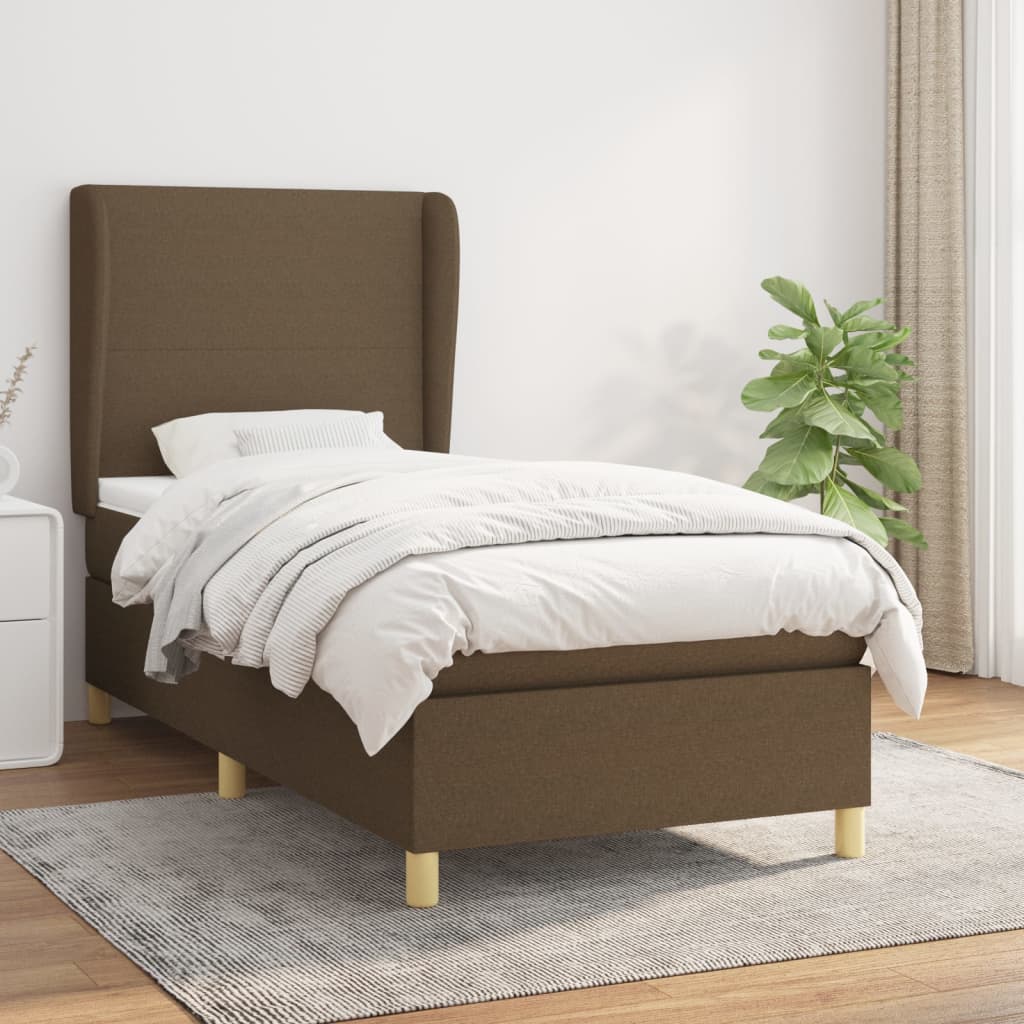 Boxspring met matras stof donkerbruin 90x200 cm is nu te koop bij PeponiXL, paradijselijk wonen!