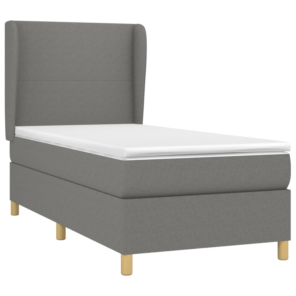Boxspring met matras stof donkergrijs 100x200 cm is nu te koop bij PeponiXL, paradijselijk wonen!