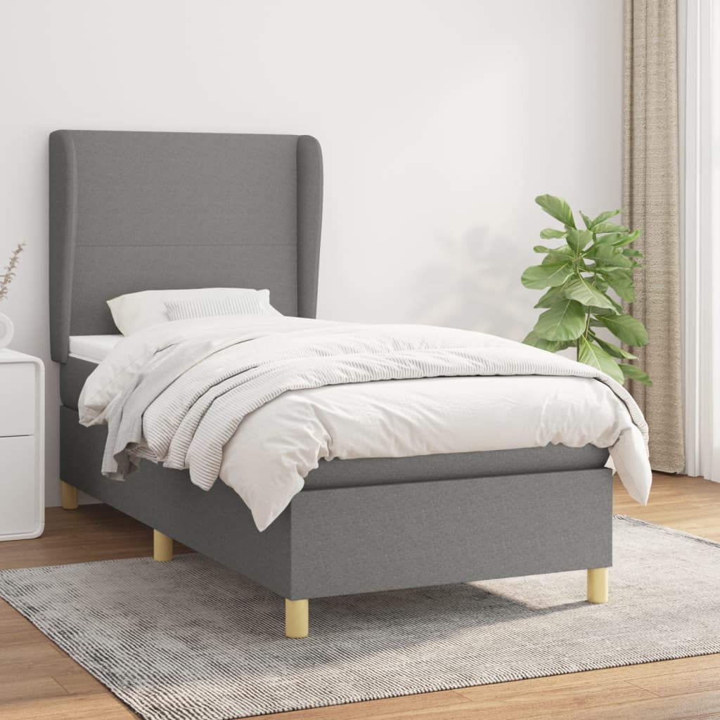 Boxspring met matras stof donkergrijs 100x200 cm is nu te koop bij PeponiXL, paradijselijk wonen!