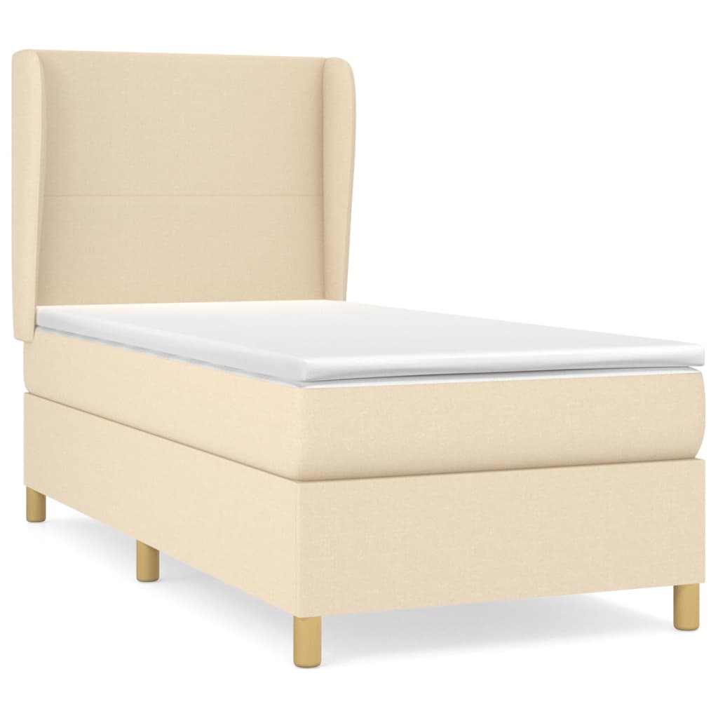 Boxspring met matras stof crèmekleurig 100x200 cm is nu te koop bij PeponiXL, paradijselijk wonen!