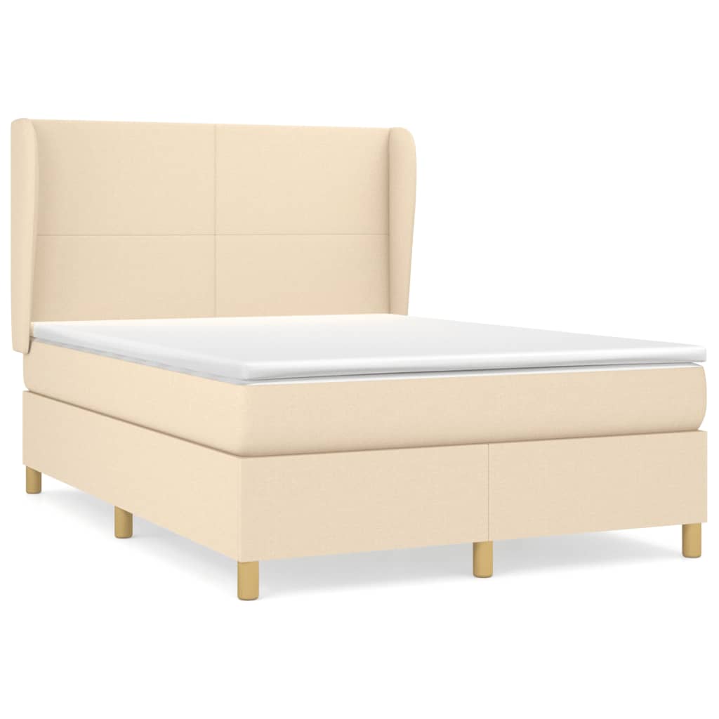 Boxspring met matras stof crèmekleurig 140x200 cm is nu te koop bij PeponiXL, paradijselijk wonen!
