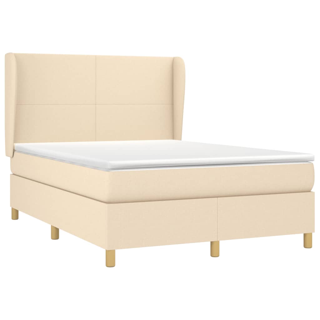 Boxspring met matras stof crèmekleurig 140x200 cm is nu te koop bij PeponiXL, paradijselijk wonen!