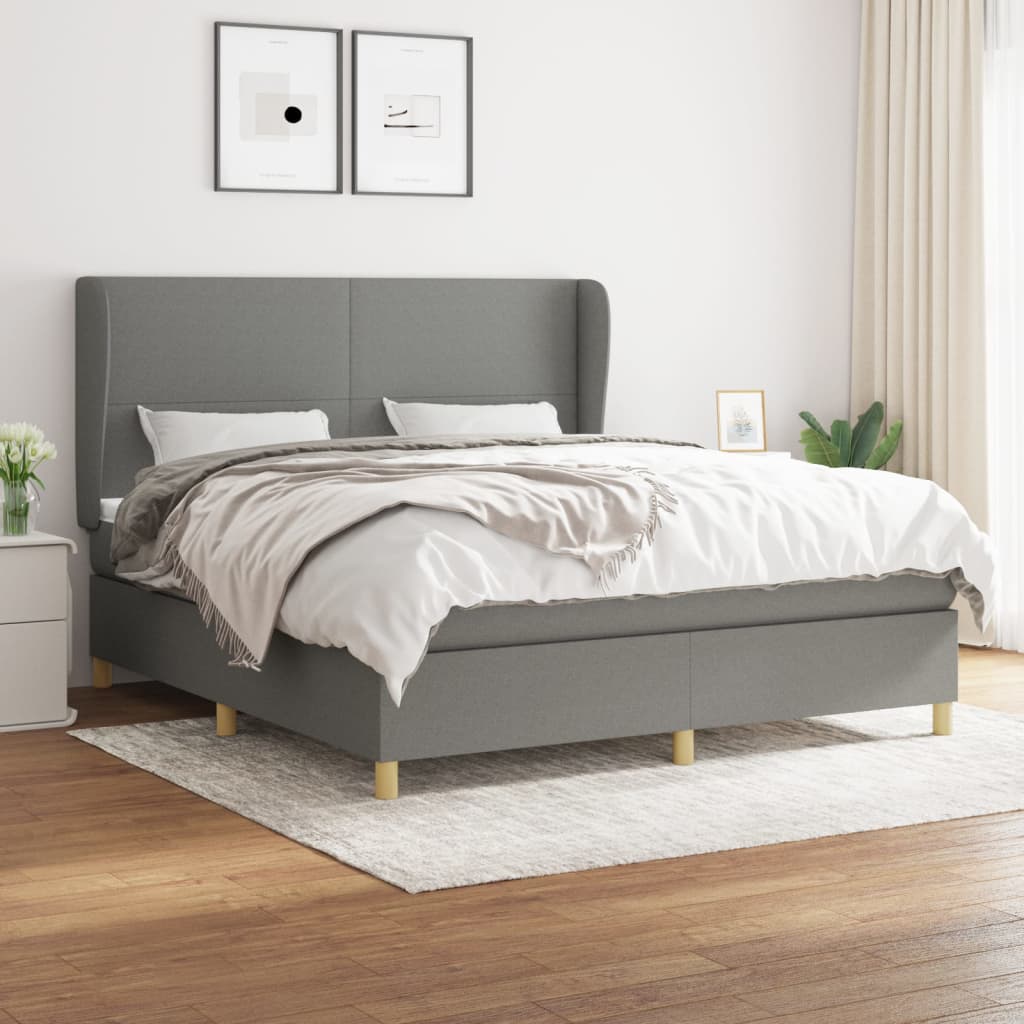 Boxspring met matras stof donkergrijs 160x200 cm is nu te koop bij PeponiXL, paradijselijk wonen!