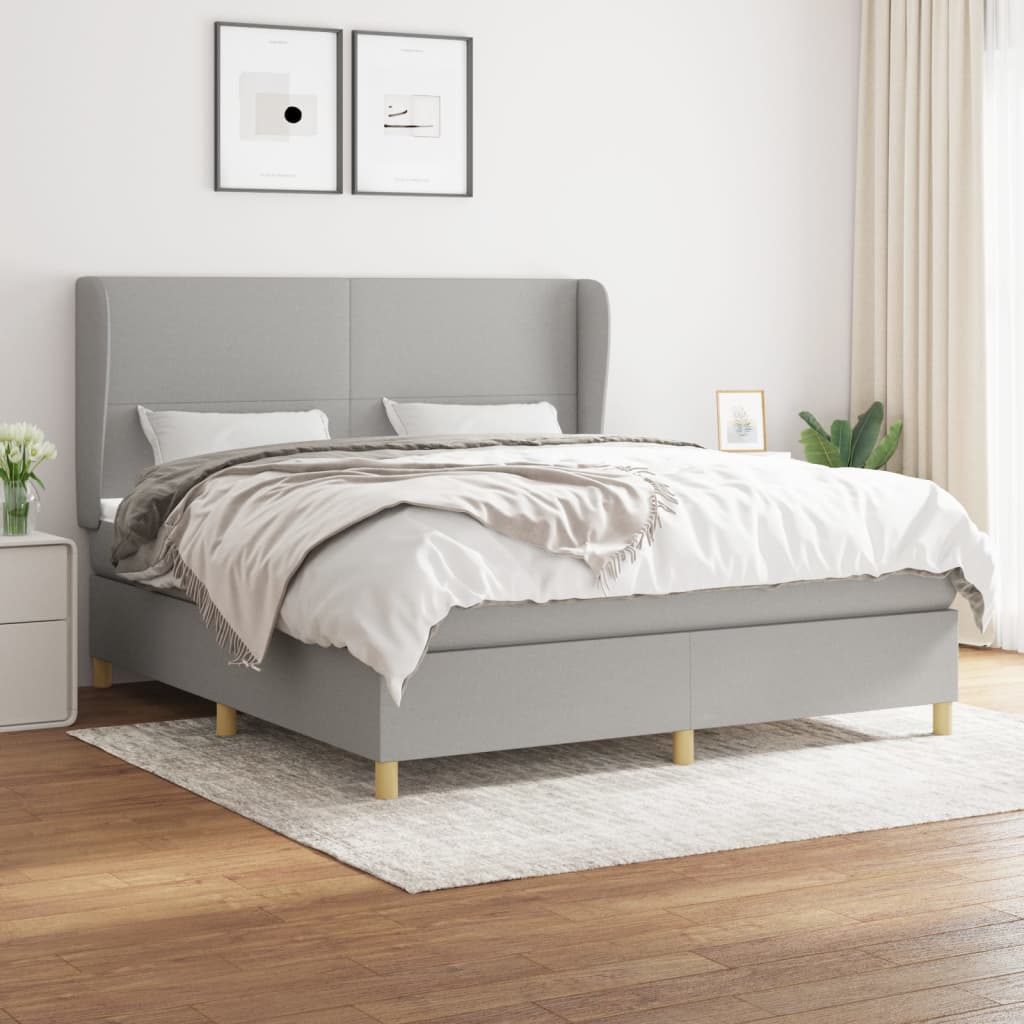 Boxspring met matras stof lichtgrijs 180x200 cm is nu te koop bij PeponiXL, paradijselijk wonen!