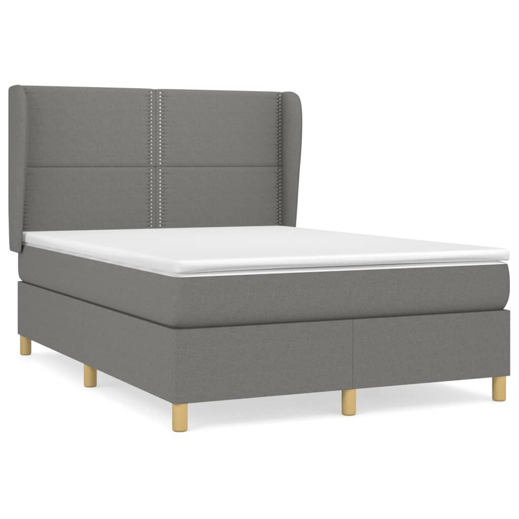 Boxspring met matras stof donkergrijs 140x190 cm is nu te koop bij PeponiXL, paradijselijk wonen!