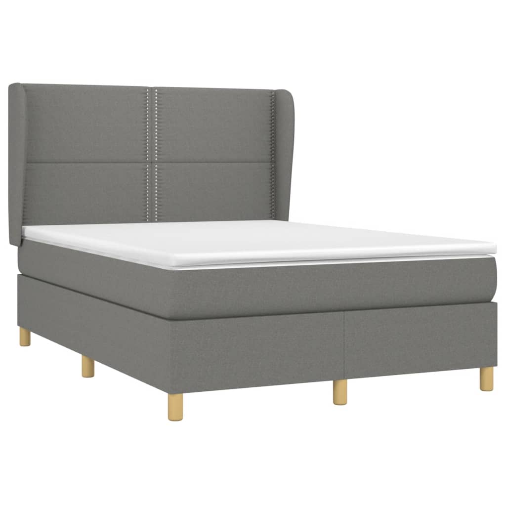 Boxspring met matras stof donkergrijs 140x190 cm is nu te koop bij PeponiXL, paradijselijk wonen!