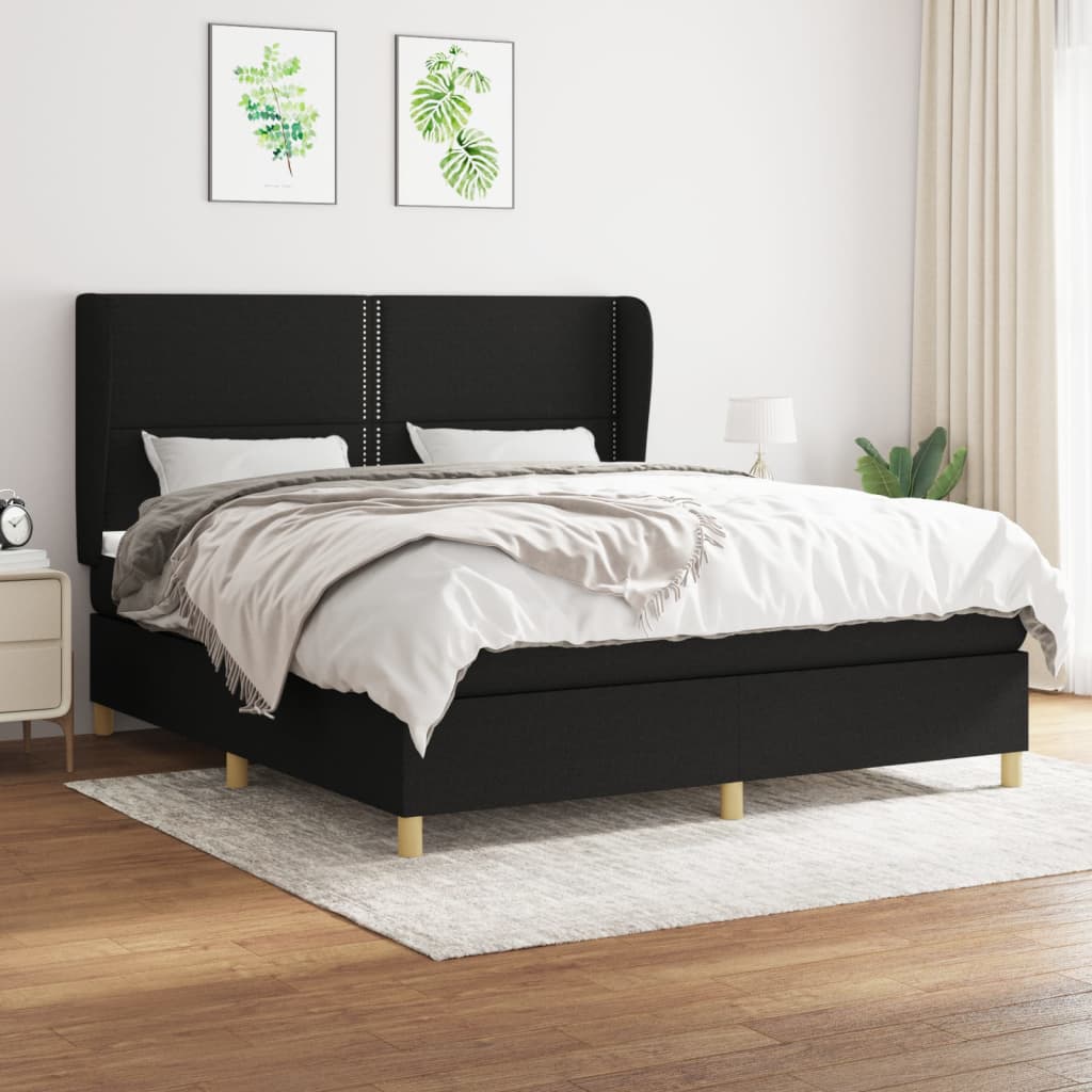 Boxspring met matras stof zwart 160x200 cm is nu te koop bij PeponiXL, paradijselijk wonen!