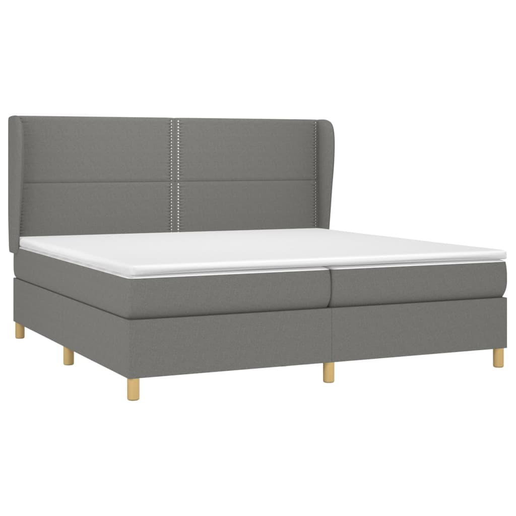 Boxspring met matras stof donkergrijs 200x200 cm is nu te koop bij PeponiXL, paradijselijk wonen!