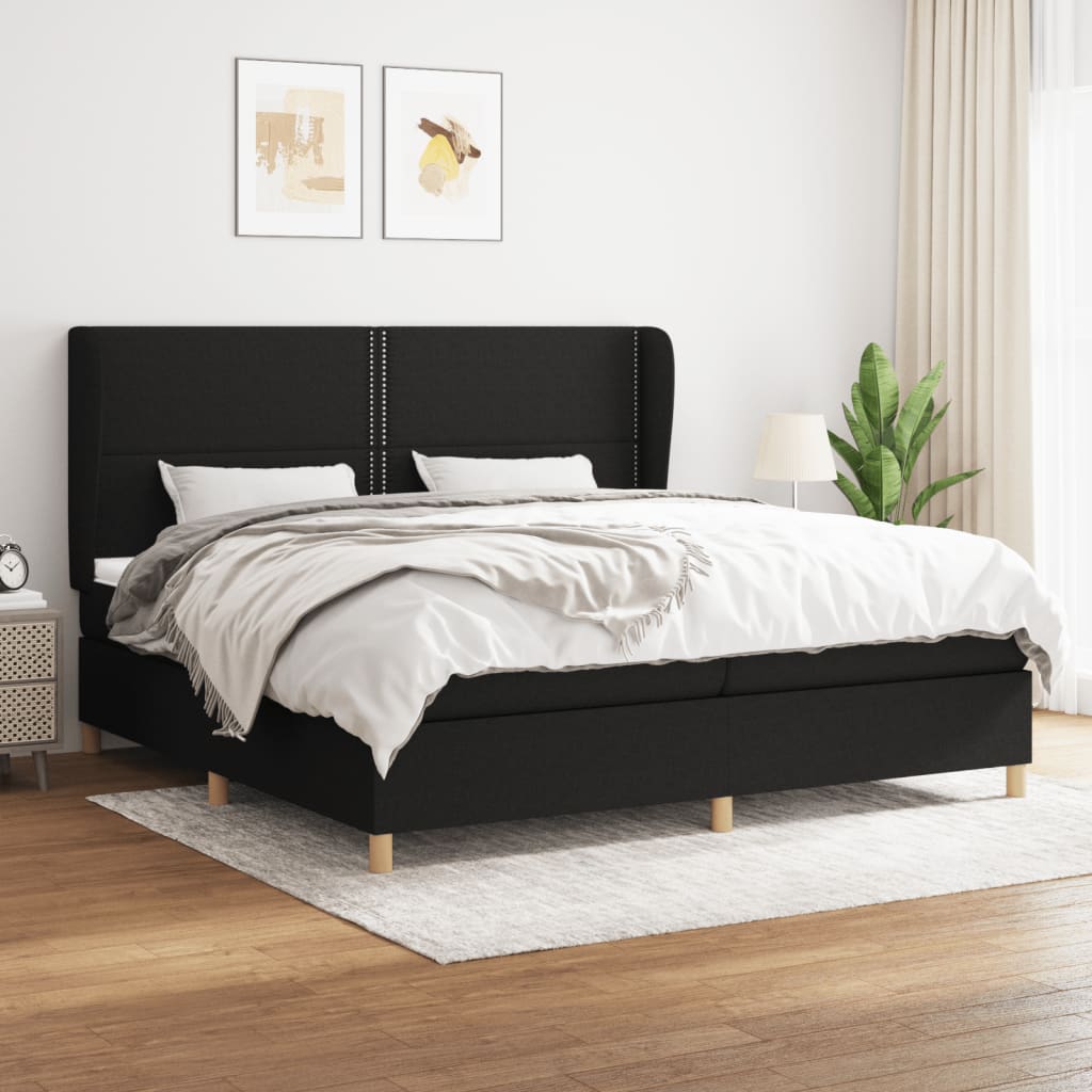 Boxspring met matras stof zwart 200x200 cm is nu te koop bij PeponiXL, paradijselijk wonen!