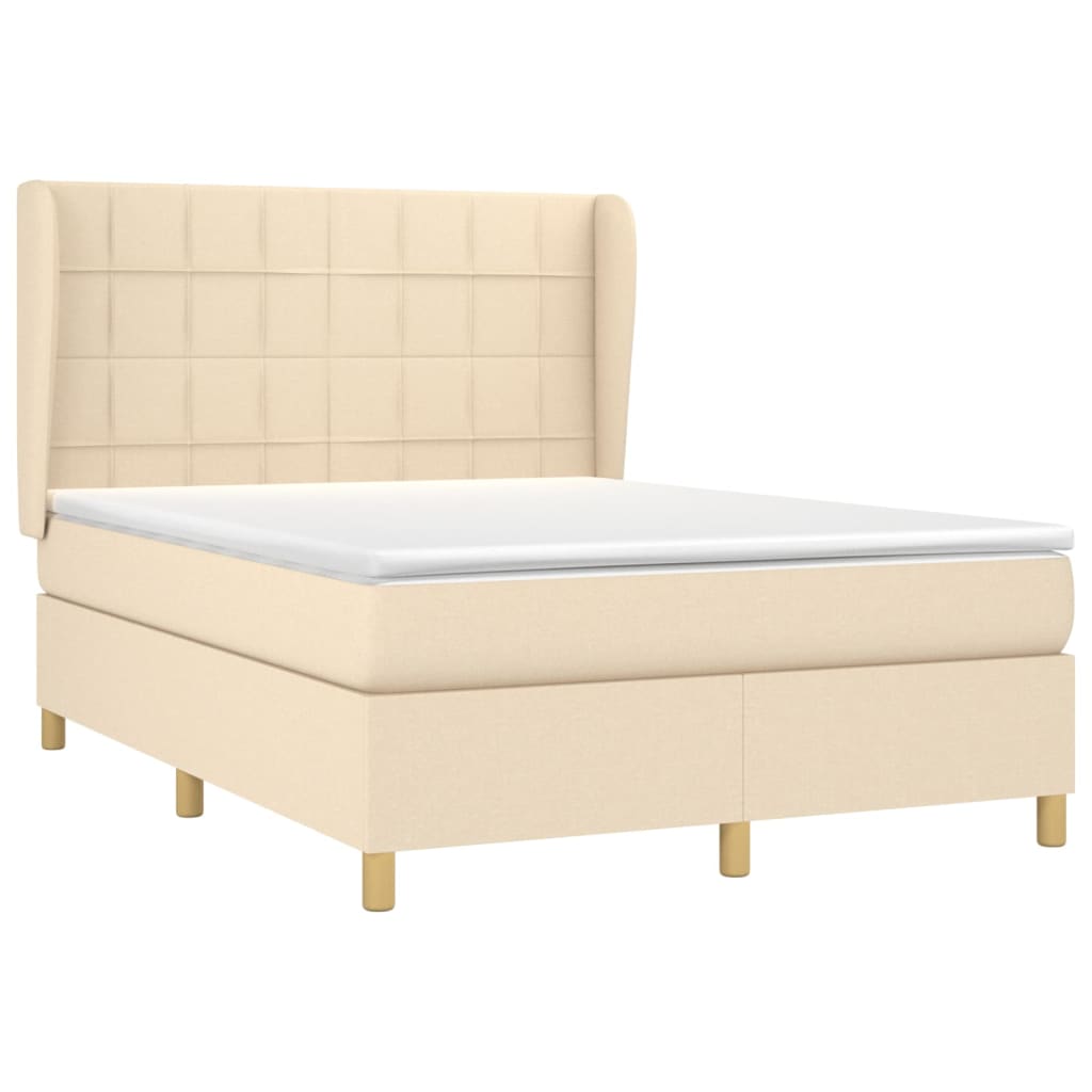 Boxspring met matras stof crèmekleurig 140x190 cm is nu te koop bij PeponiXL, paradijselijk wonen!