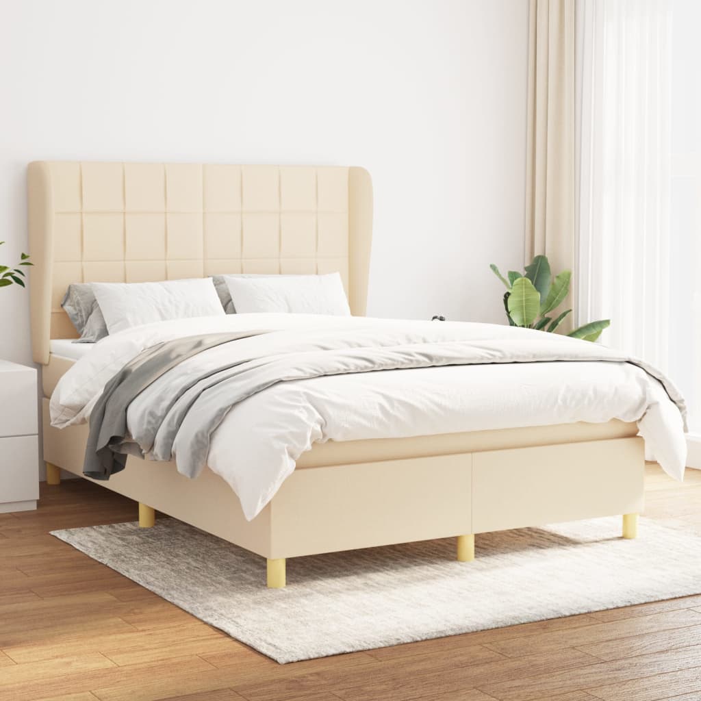 Boxspring met matras stof crèmekleurig 140x190 cm is nu te koop bij PeponiXL, paradijselijk wonen!