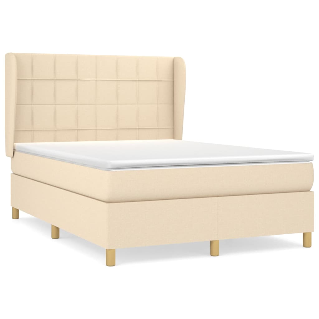 Boxspring met matras stof crèmekleurig 140x200 cm is nu te koop bij PeponiXL, paradijselijk wonen!