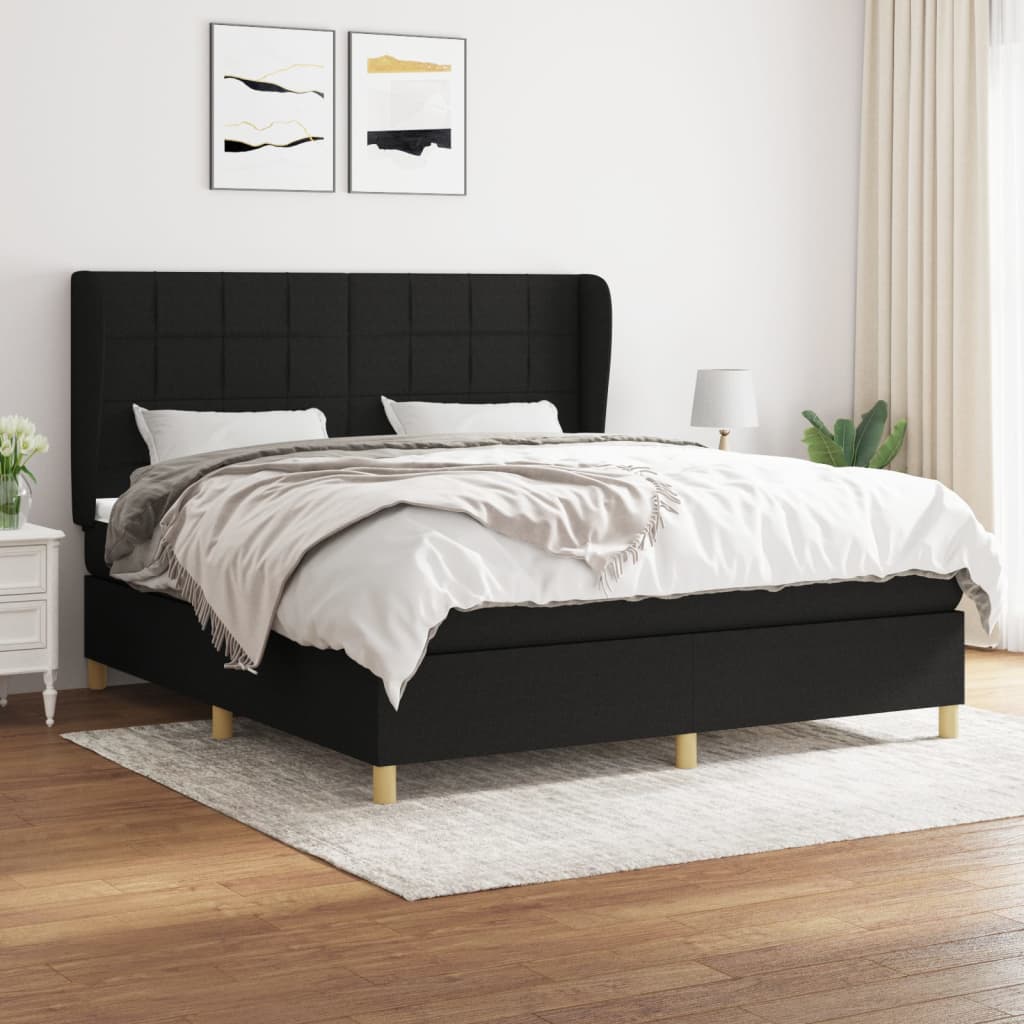 Boxspring met matras stof zwart 160x200 cm is nu te koop bij PeponiXL, paradijselijk wonen!