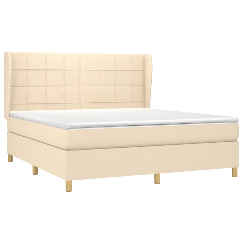 Boxspring met matras stof crèmekleurig 160x200 cm is nu te koop bij PeponiXL, paradijselijk wonen!