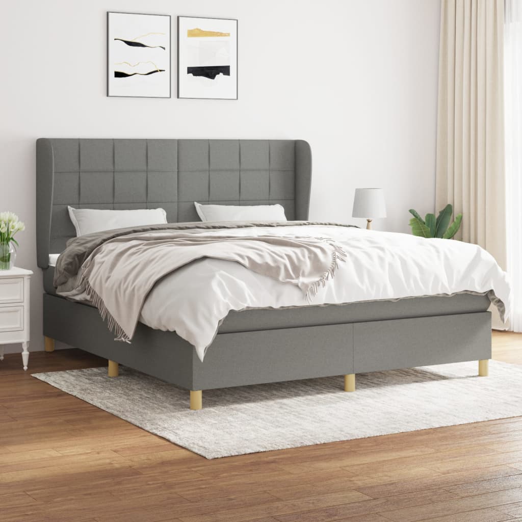 Boxspring met matras stof donkergrijs 180x200 cm is nu te koop bij PeponiXL, paradijselijk wonen!