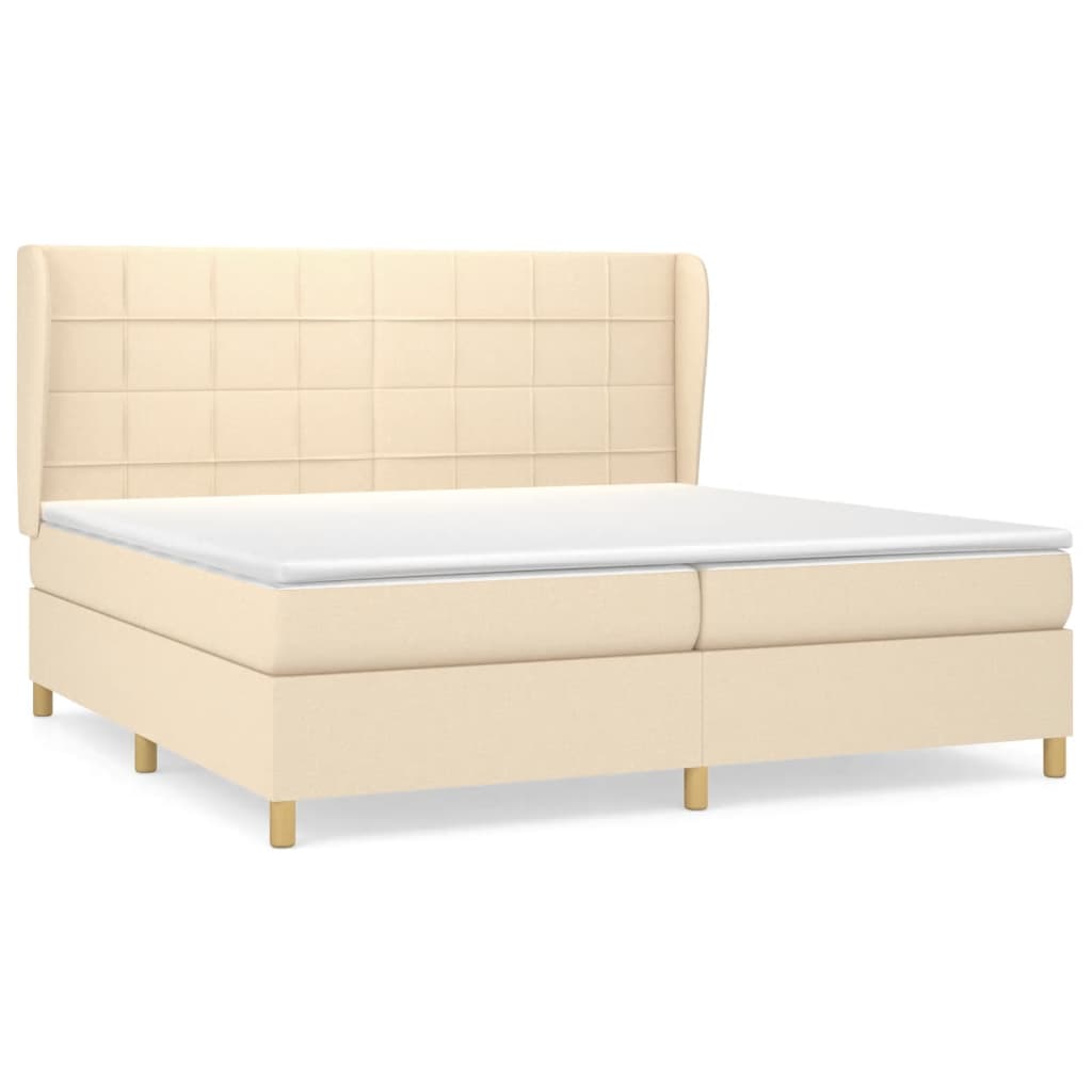Boxspring met matras stof crèmekleurig 200x200 cm is nu te koop bij PeponiXL, paradijselijk wonen!