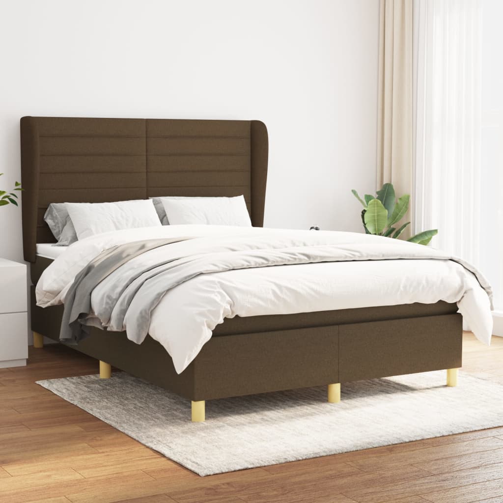 Boxspring met matras stof donkerbruin 140x190 cm is nu te koop bij PeponiXL, paradijselijk wonen!