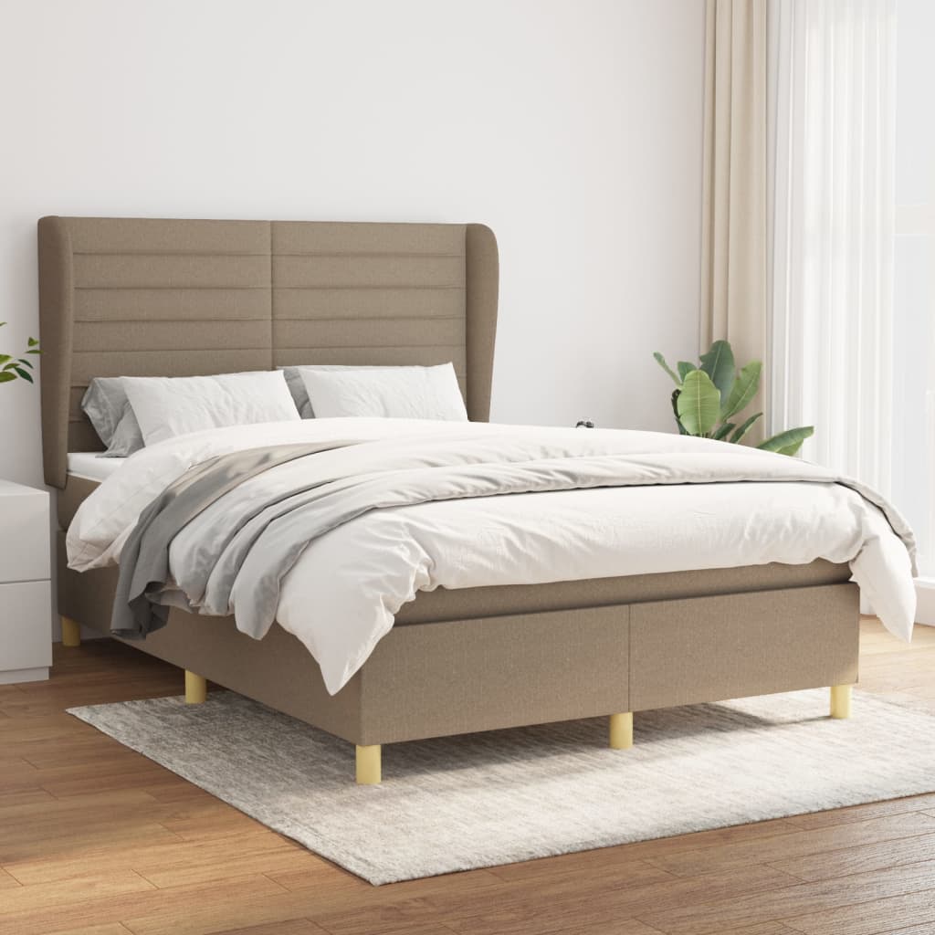 Boxspring met matras stof taupe 140x190 cm is nu te koop bij PeponiXL, paradijselijk wonen!