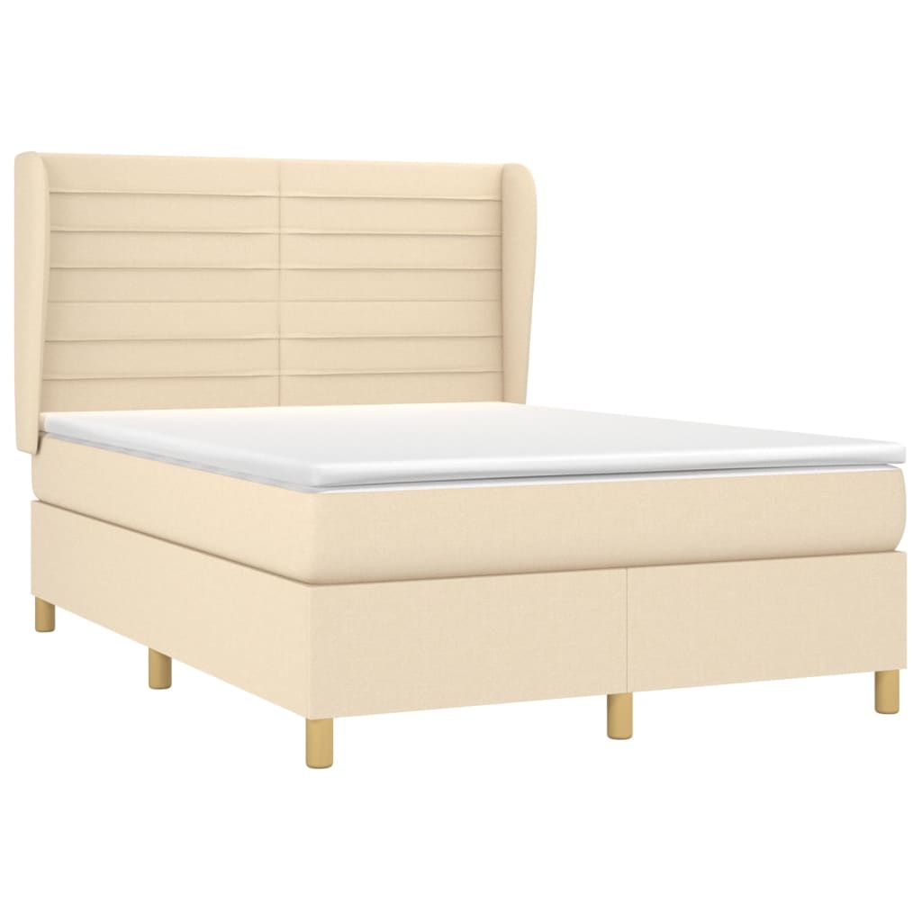 Boxspring met matras stof crèmekleurig 140x190 cm is nu te koop bij PeponiXL, paradijselijk wonen!