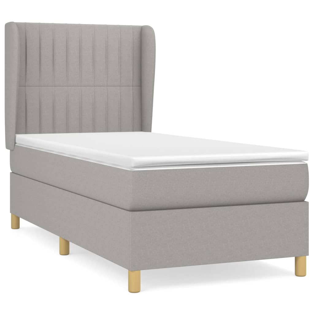 Boxspring met matras stof lichtgrijs 100x200 cm is nu te koop bij PeponiXL, paradijselijk wonen!