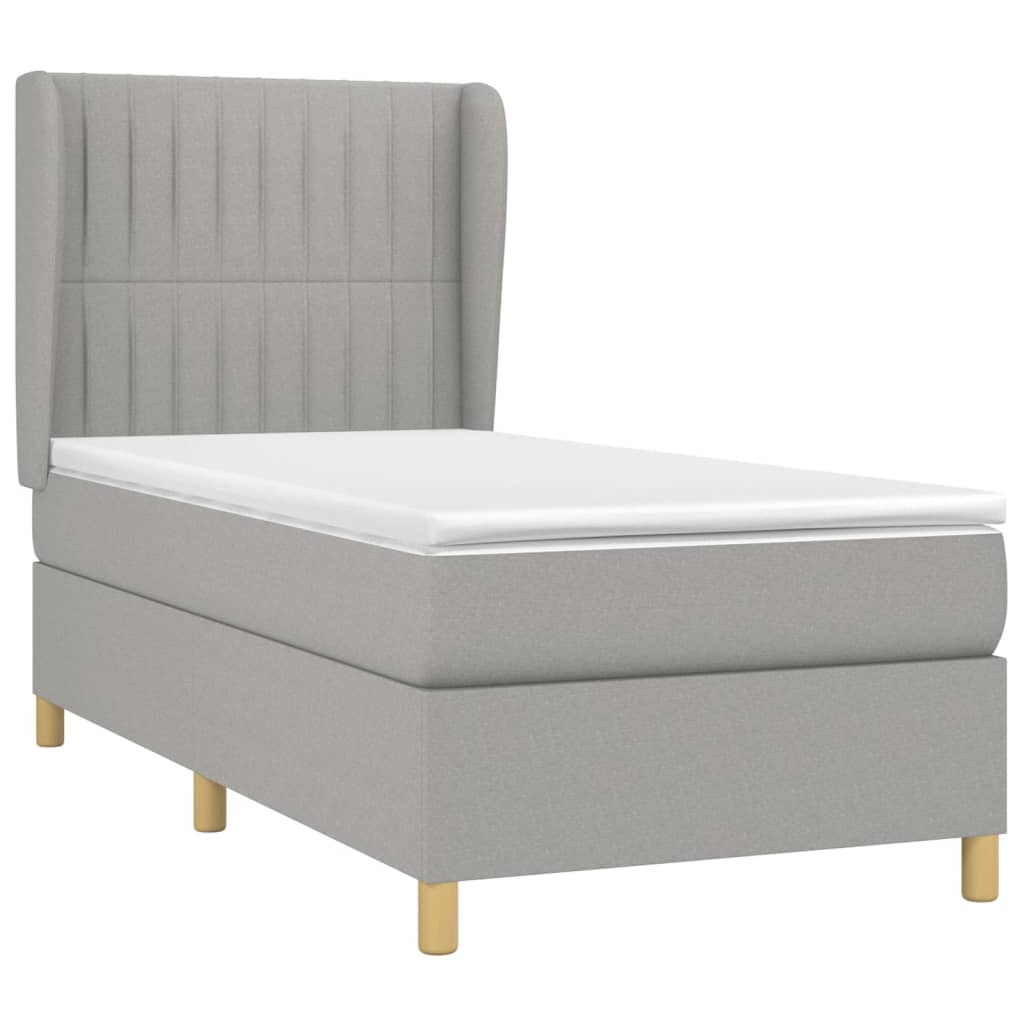 Boxspring met matras stof lichtgrijs 100x200 cm is nu te koop bij PeponiXL, paradijselijk wonen!