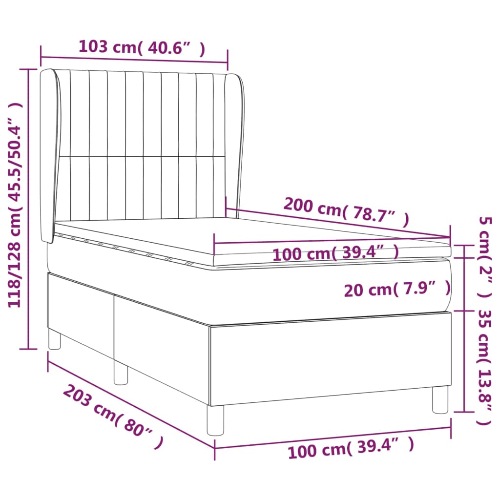 Boxspring met matras stof lichtgrijs 100x200 cm is nu te koop bij PeponiXL, paradijselijk wonen!