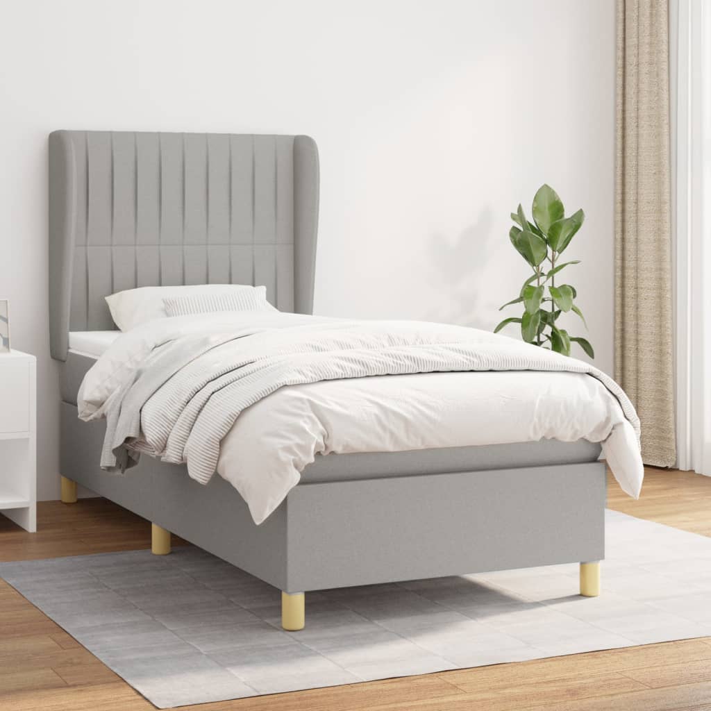 Boxspring met matras stof lichtgrijs 100x200 cm is nu te koop bij PeponiXL, paradijselijk wonen!