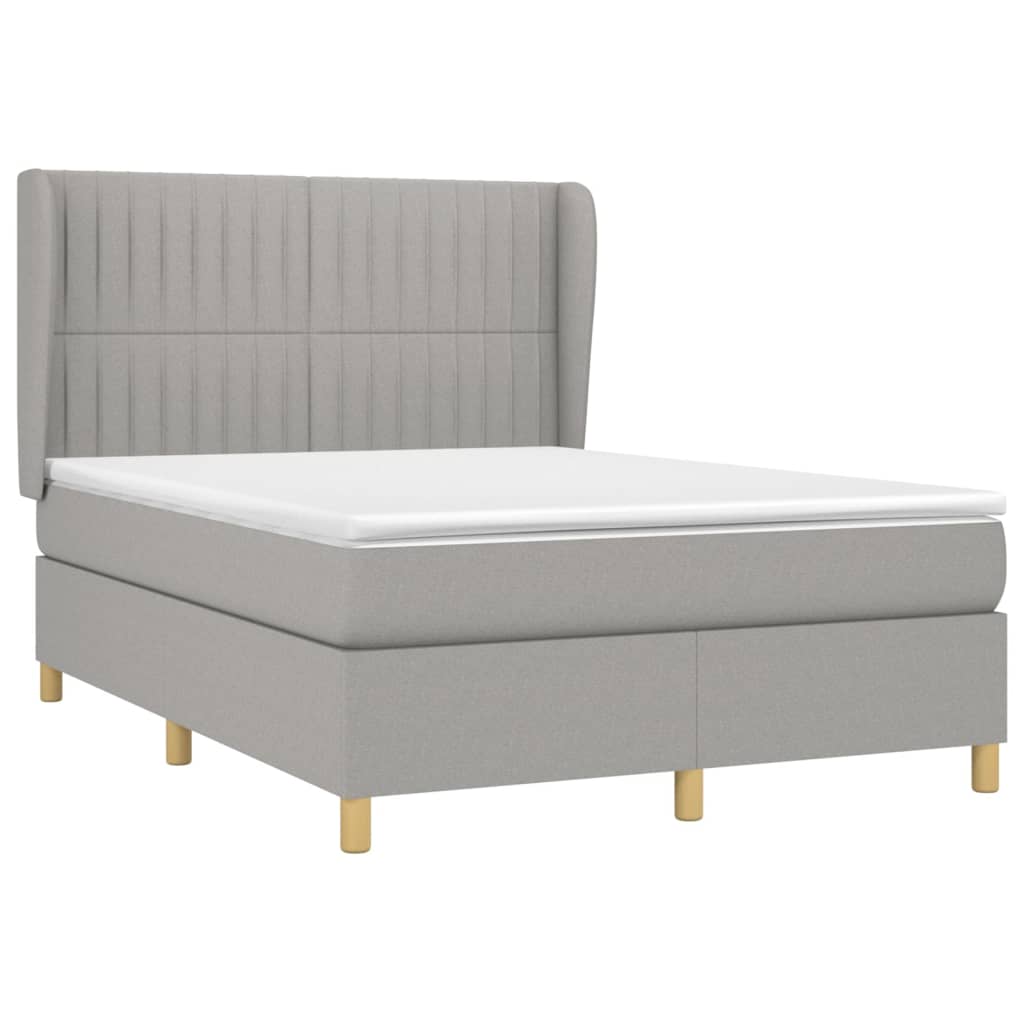Boxspring met matras stof lichtgrijs 140x190 cm is nu te koop bij PeponiXL, paradijselijk wonen!