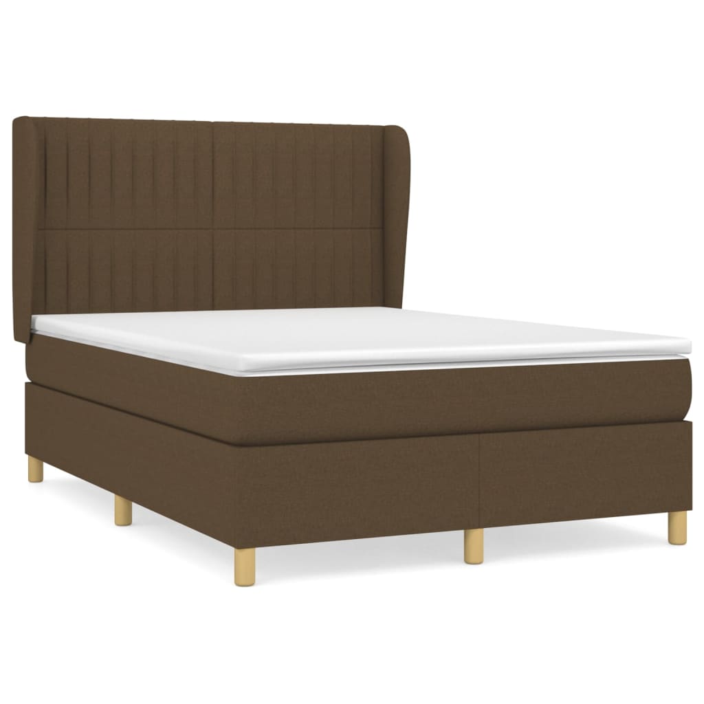 Boxspring met matras stof donkerbruin 140x190 cm is nu te koop bij PeponiXL, paradijselijk wonen!