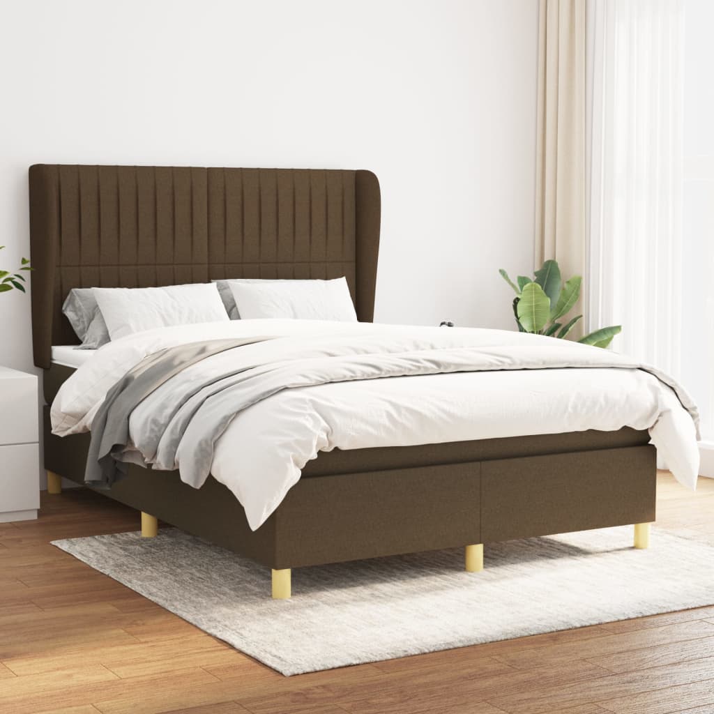 Boxspring met matras stof donkerbruin 140x190 cm is nu te koop bij PeponiXL, paradijselijk wonen!