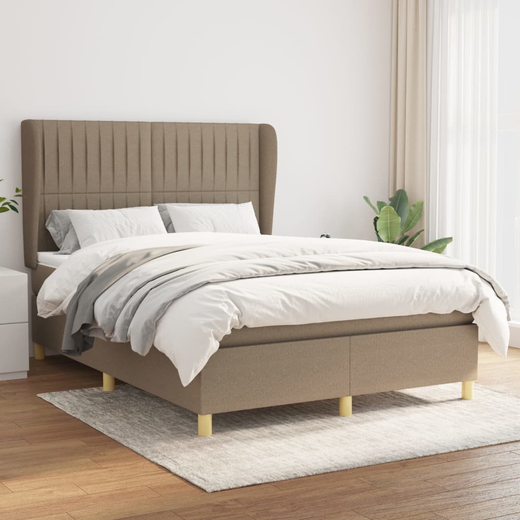 Boxspring met matras stof taupe 140x190 cm is nu te koop bij PeponiXL, paradijselijk wonen!