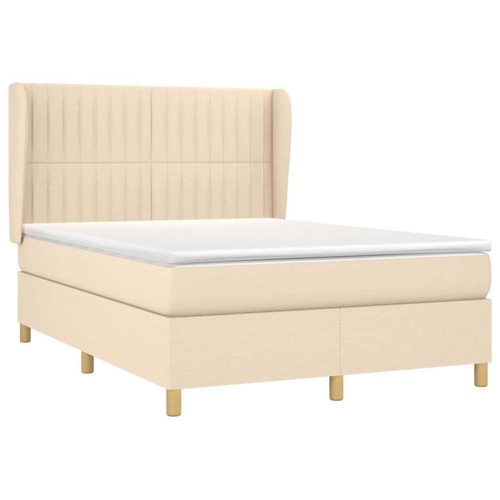 Boxspring met matras stof crèmekleurig 140x200 cm is nu te koop bij PeponiXL, paradijselijk wonen!