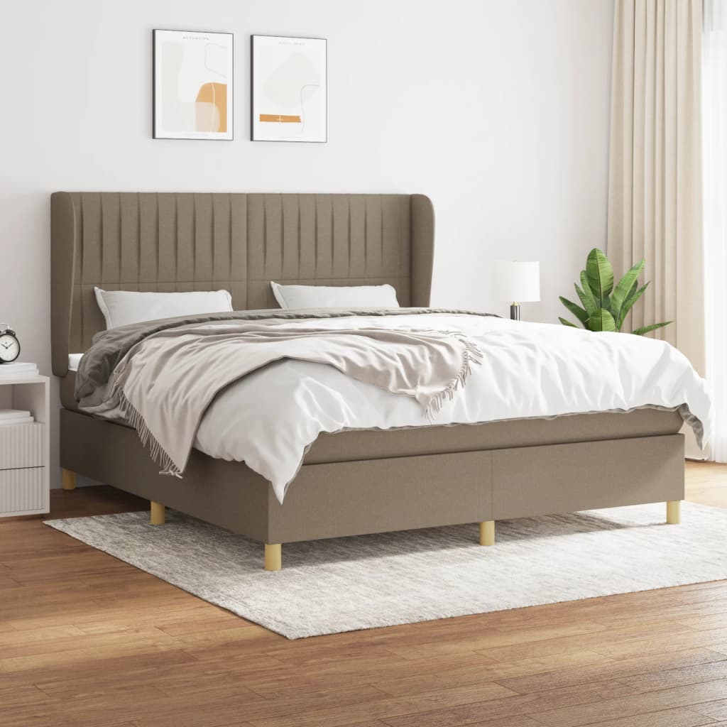 Boxspring met matras stof taupe 160x200 cm is nu te koop bij PeponiXL, paradijselijk wonen!