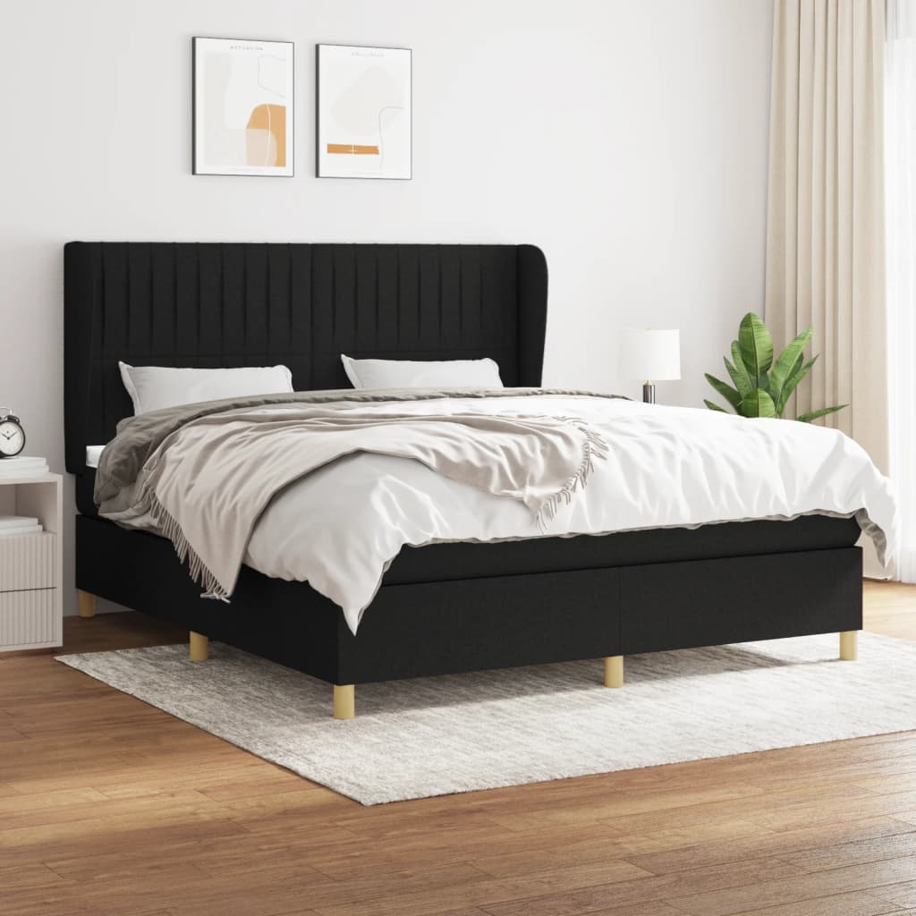 Boxspring met matras stof zwart 180x200 cm is nu te koop bij PeponiXL, paradijselijk wonen!